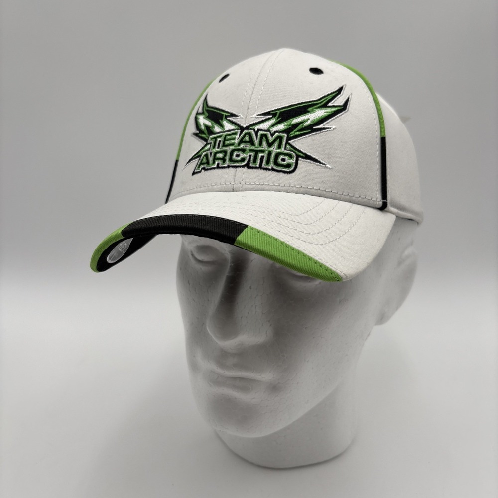 Team Arctic Hat White Green Flames - Arctic Car Racing Fitted One Size Adult NWT